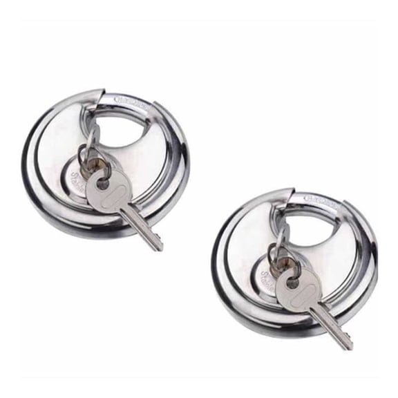 70mm Keyed Alike Heavy Duty Shielded Discus Padlock  3 Pack- Chrome Plated Security Lock for Storage Shed, Garage, Lockers, Toolboxes, Construction Site Storage and More