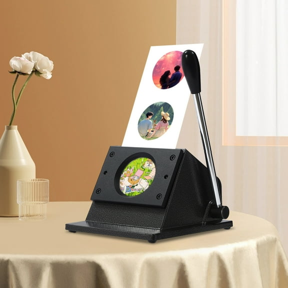 70mm Round Badge Die Cutter Punch Machine, Heavy-Duty Card Cutting Tool for 500g Photo Paper, Precise Fixed Size for 58mm Button Making