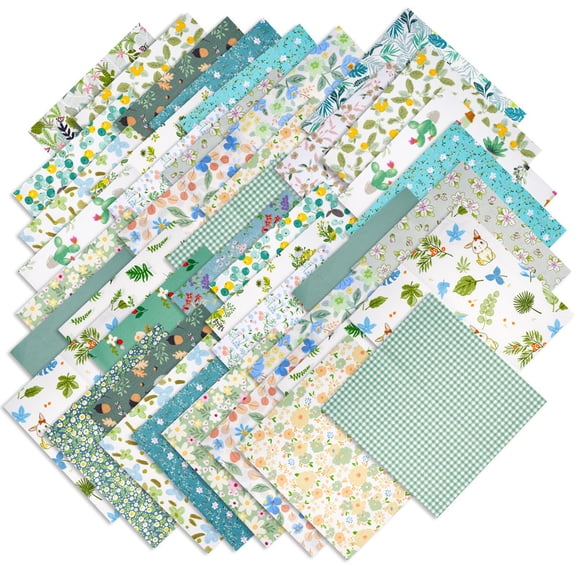 70pcs 10 x 10 inches (25cmx25cm) Cotton Fabric Squares Quilting Sewing Floral Precut Fabric Square Sheets for Craft Patchwork