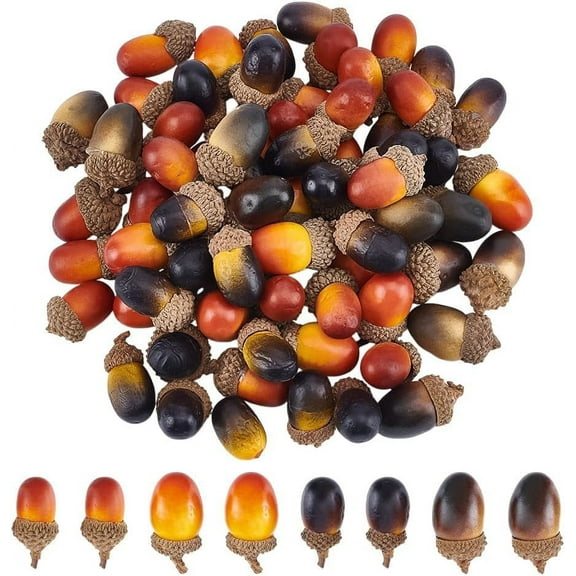 70pcs 4 Styles Artificial Synthetic Acorns Plastic Fruits Mini Decor Bulk Acorns Props Lifelike Simulation Nutty for Crafts Home Kitchen Table Decoration Christmas Ornaments