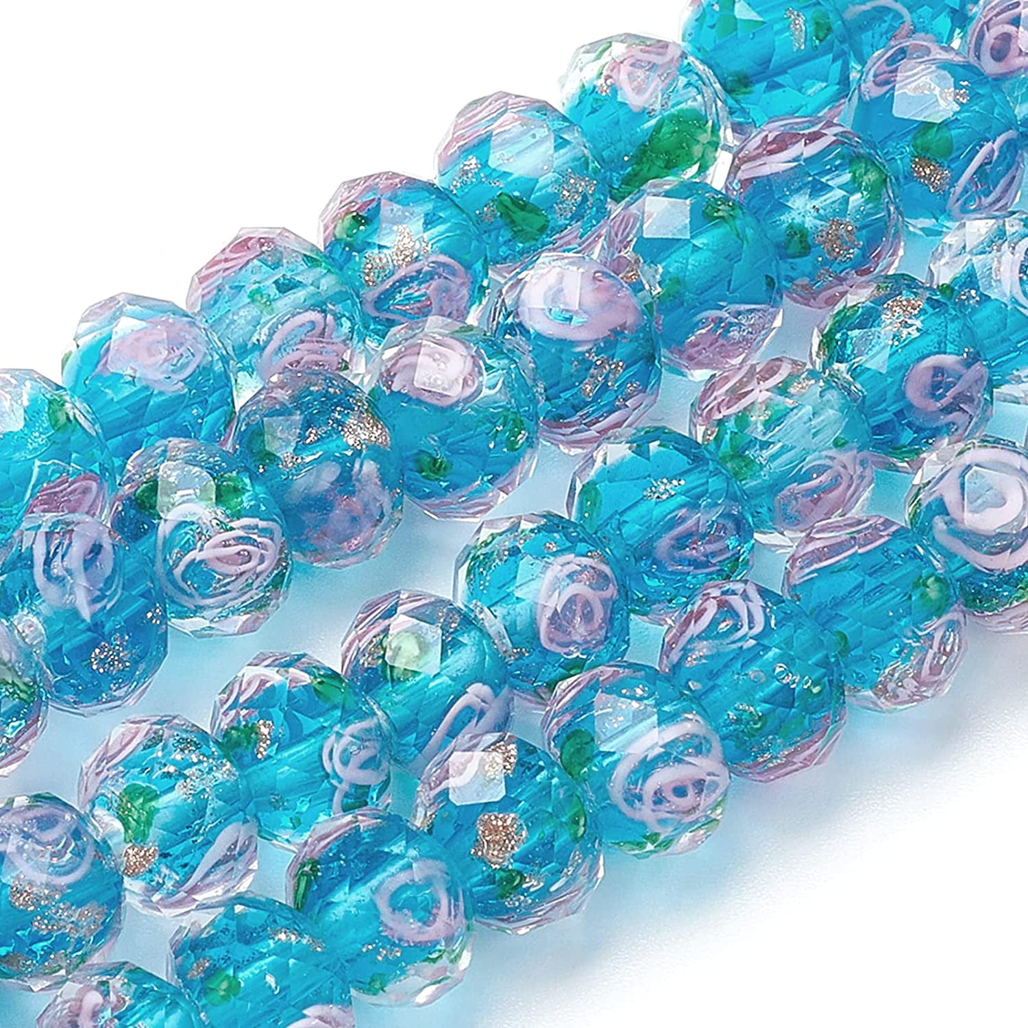 70pcs 68mm Gold Sand Lampwork Beads Glass Handmade Round Loose Beads