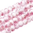 thumbnail image 1 of 70pcs 6~8mm Rose Lampwork Beads Silver Foil Glass Beads Flower Glass Beads Floral Handmade Lampwork Beads Round Loose Beads for Rosary Making Jewelry Craft Making 2mm Hole - Sliver Pink DIY, 1 of 9