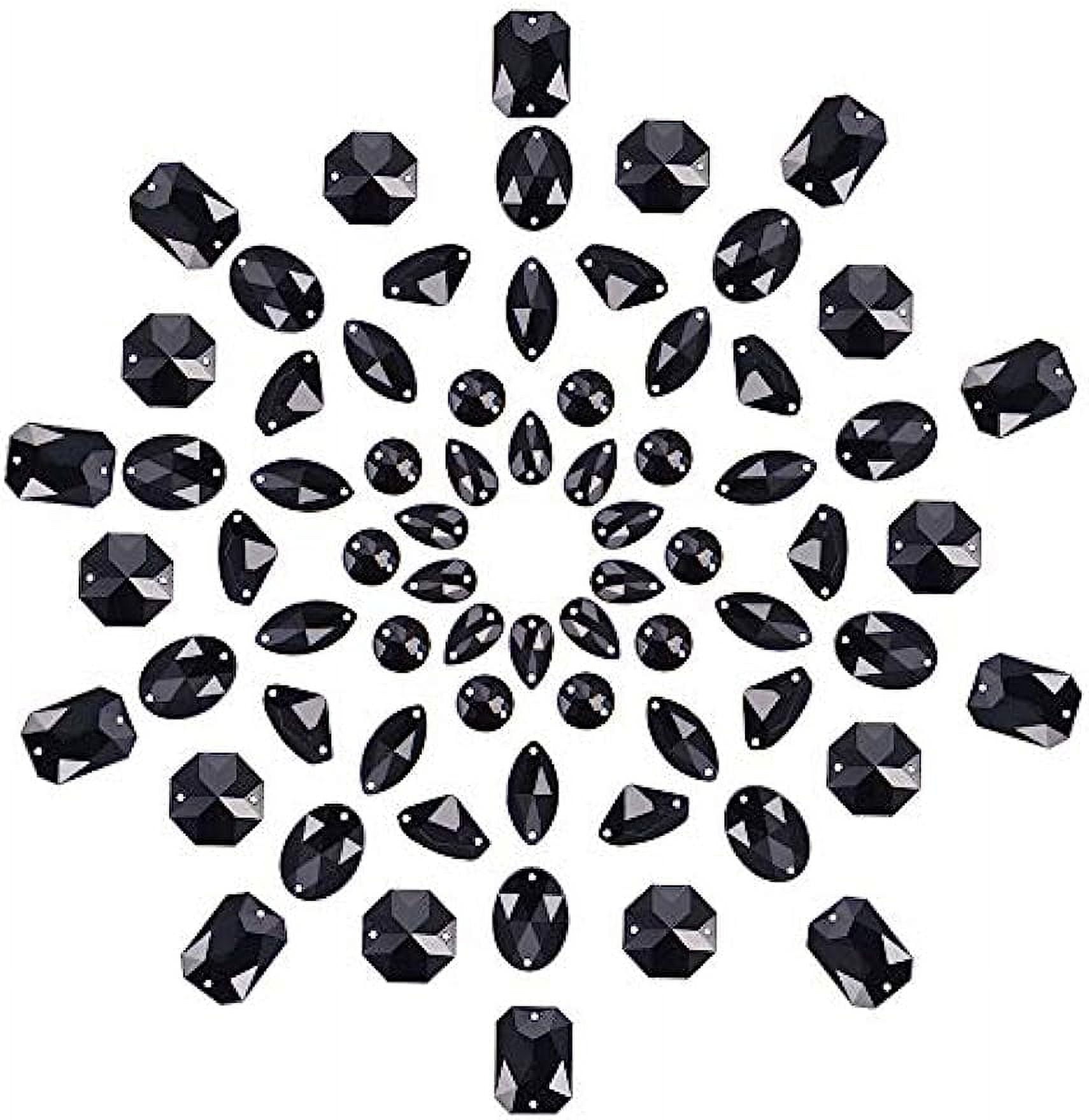 MIXED Shapes Black Gems Stones and Crystals Sew On Rhinestones Crystal  Stone Buttons For Sewing Prom Party Dresses decoration