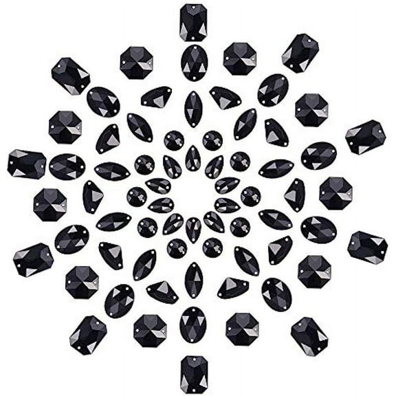 70pcs 7 Styles Acrylic Faceted Flatback Crystal Buttons Gems for Clothing Wedding Dress Decoration