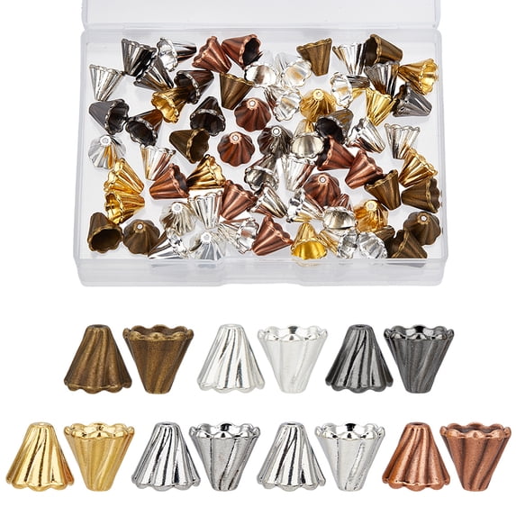 70pcs 7 colors Tibetan style Bead Caps Mixed color 13x12mm Hole: 2mm 10pcs/color