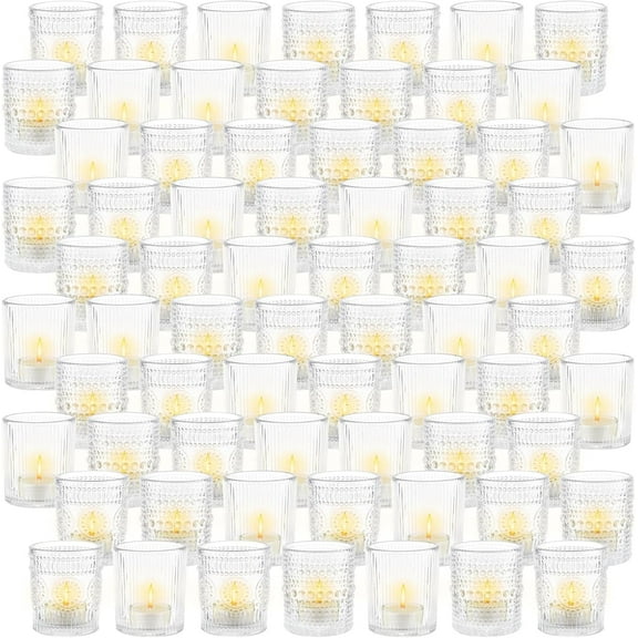 70pcs Assorted Votive Candle Holders - Clear Glass Tea Lights Candle Holder in Bulk, Tealight Candle Holder for Table Centerpiece Wedding Decor Home Decoration