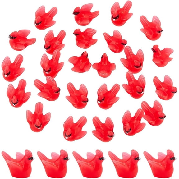 70pcs Mini Resin Birds Cardinal Bird Figurines Tiny Animal Figurine Christmas Ornaments Fairy Garden Accessories for Miniature Crafts