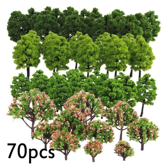 70pcs Model Trees 1:75/1:100 HO Z for TT Scale Layout Train Garden Buildings