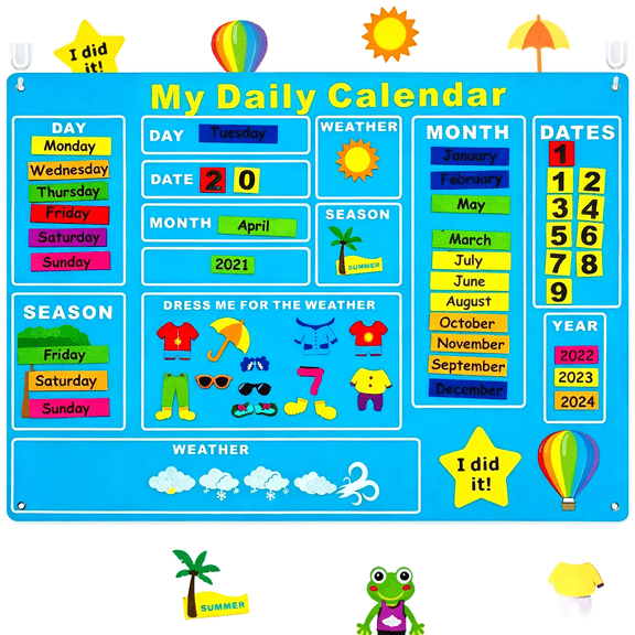 Laffact My Calendar Felt Storyboard Crafts Set for Daily Weekly Planner Learning, 70 Counts