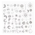 70pcs Tibetan Silver Sun Moon Star Pattern Pendants Jewelry Making