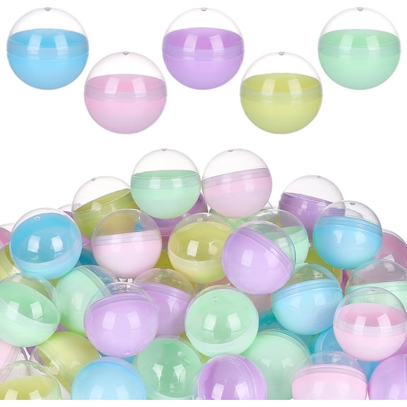 70pcs Vending Machine Capsules 2in Translucent Empty Plastic Ball Container Colorful Gachapon Gumball Machine Capsules