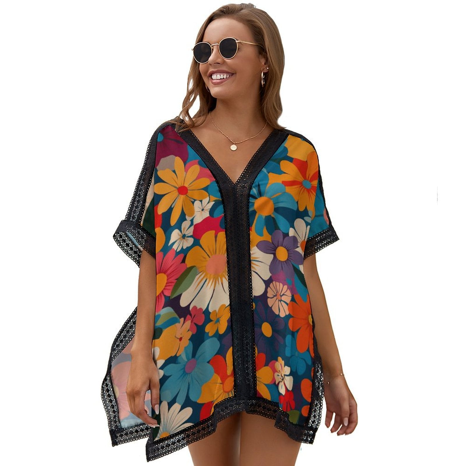 70s 60s Retro Psychedelic Flower Power, Floral Pattern Metal