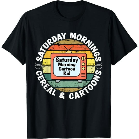 70s 80s 90s Retro Kid Saturday Mornings Cereal And Cartoons T-Shirt