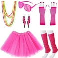 thumbnail image 1 of 70s 80s Fancy Dress Costumes Accessories Set ,6 in 1 Adult Fancy Tutu Skirt Set for Cosplay Party Theme Party, 1 of 6