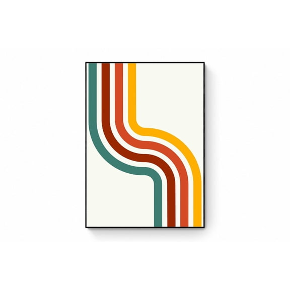 70s Abstract Rainbow Illustration Wall Art Minimal Retro Decor, Unframed Paper Print Size 8x12