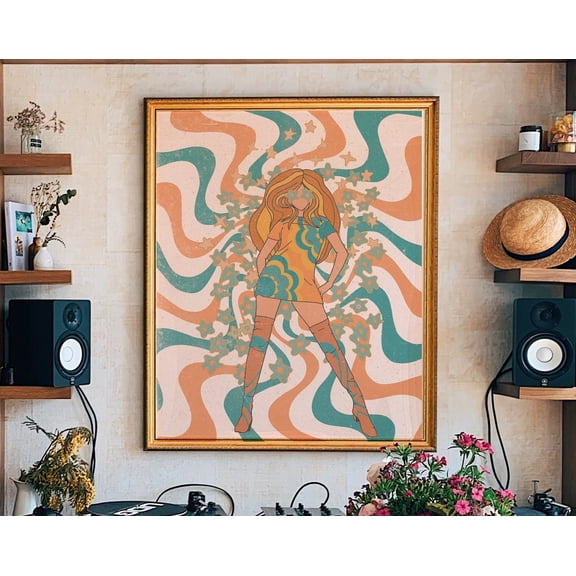 70s Aesthetic Home Decor, 70s Decor, 60s Wall Decor, Psychedelic Poster, Retro 70s Floral Art Print, Retro Home Decor, Vintage Dorm Decor, 8x12 UNFRAMED