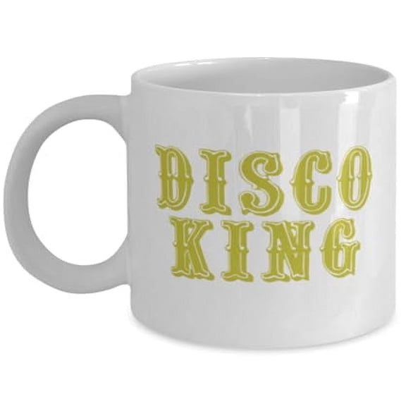 70s Coffee Mug, Disco King, Retro Gift, White Ceramic Cup