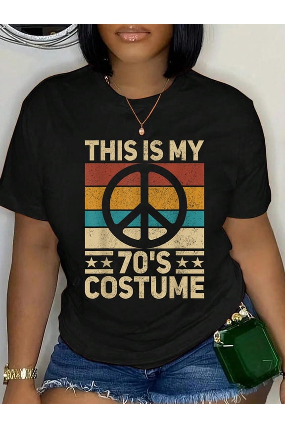 My 70s Costume 70 Style Peace Hippie 70's Disco 1970s Outfit Relaxed Fit Classic Comfort Cotton T-Shirt Women's Men's Graphic Tee Crew Neck summer vacation Tops