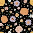 thumbnail image 1 of 70s Cute Shower Curtain, Retro Hippie Pumpkins Flowers Daisy Bathroom Curtains Sets,70s Retro Boho Floral Shower Curtain,Groovy Halloween Disco Decor Bathroom Curtains 72x72in(Black), 1 of 1