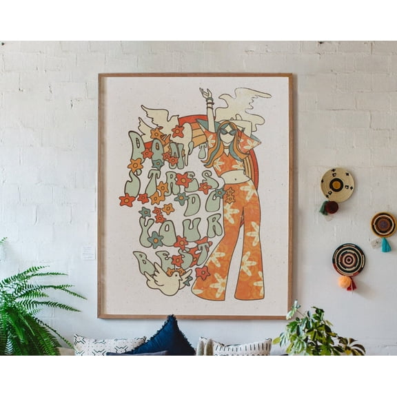 70s Decor, Don’t Stress Do Your Best, 70s Decor, Hippie Print, 70s Wall Art, Sun And Moon 70s Home Decor, Retro Home Decor, Wall Art, 8x12 UNFRAMED