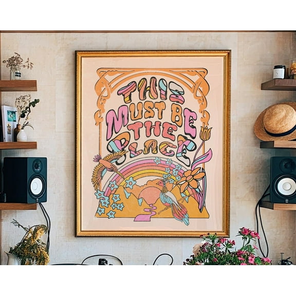 70s Decor, This Must Be The Place, Retro 70s Home Decor, Groovy Decor, Hippie Art, 70s Wall Art, Retro Home Decor, 70s Floral Pattern Print, 8x12 UNFRAMED