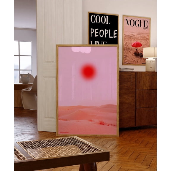 70s Desert Sun Retro Psychedelic Wall Art, Unframed Canvas 12x16in