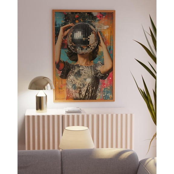 70s Disco Ball Girl Retro Y2K Dorm Decor, Unframed Paper Poster 8x10in