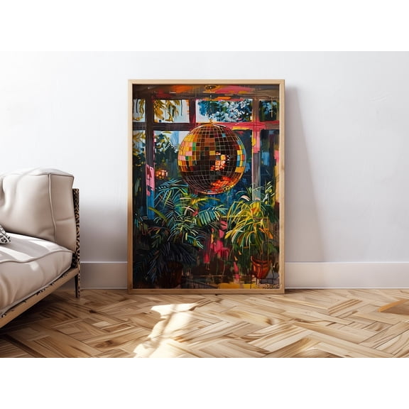 70s Disco Ball Retro Gallery Wall Art, Unframed Paper Print Size 8x12