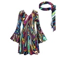 thumbnail image 1 of 70s Disco Fancy Dress Outfits for Women, 60s 70s 80s 90s Hippie Costume Disco Dress, Groovy Disco Dress, Retro Disco Outfit, Halloween Floral Party Dresses Trendy Vacation,BrownM, 1 of 5