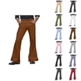 thumbnail image 1 of 70s Disco Pants for Men Casual Bell Bottom Flared Pants with Pockets Trousers 70s Disco Outfits, 1 of 1