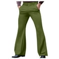 thumbnail image 1 of 70s Disco Pants for Men Mens Bell Bottom Dress Stylish Dancing Stage Performance Flat Front Stretch Trousers, 1 of 7