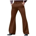 thumbnail image 1 of 70s Disco Pants for Men Mens Bell Bottom Dress Stylish Dancing Stage Performance Flat Front Stretch Trousers, 1 of 7