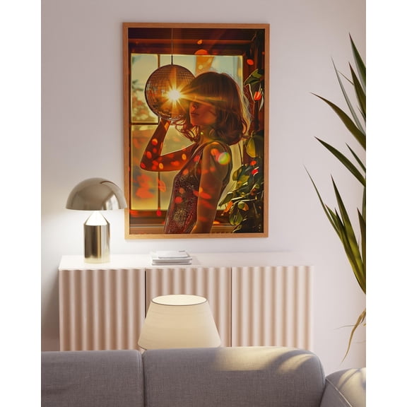 70s Disco Photo Retro Funky Mirrorball Dorm Art, Unframed Paper Poster 8x10in