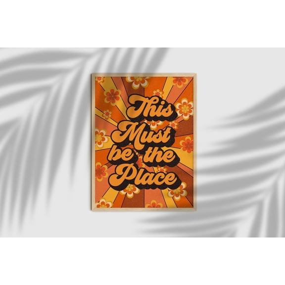 70s Floral Groovy Retro Wall Art, Unframed Canvas 24x36in