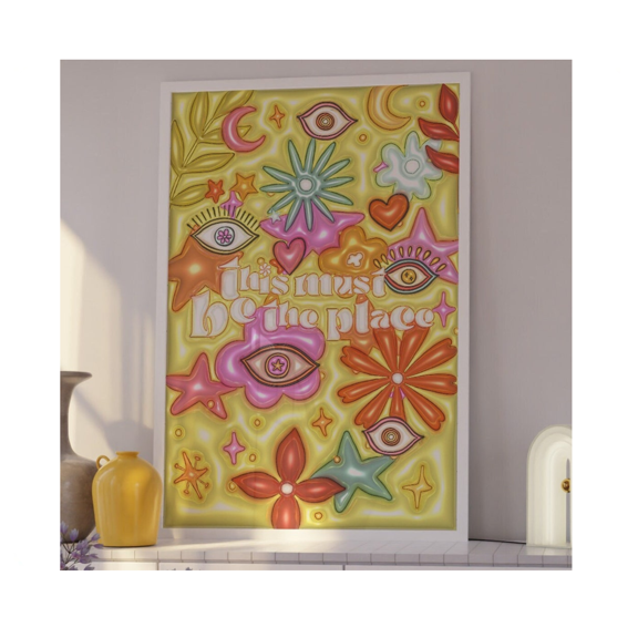 70s Floral Pattern Print: Retro Hippie Home Decor