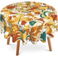 thumbnail image 1 of 70s Groovy Flowers Round Tablecloth 60 inch,Mushroom Pumpkin Circle Table Cloth Polyester Waterproof Stain Wrinkle Free Table Cover for Home Kitchen Dining Party Pinic Patio Outdoor Decor, 1 of 1
