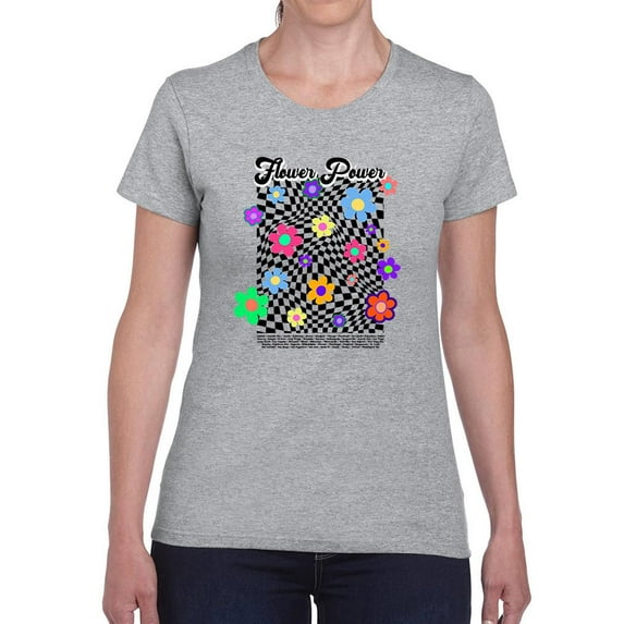 70s Groovy Retro Flower Power Shaped T-Shirt Women -Image by Shutterstock, Female Medium