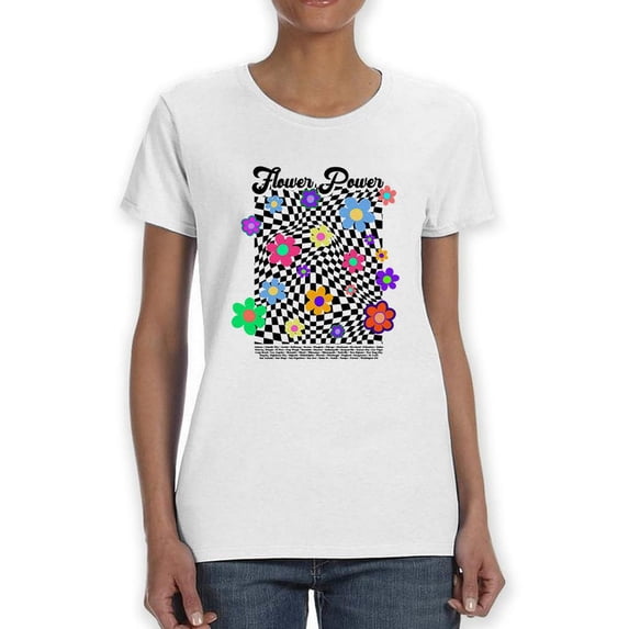 70s Groovy Retro Flower Power Shaped T-Shirt Women -Image by Shutterstock, Female Small