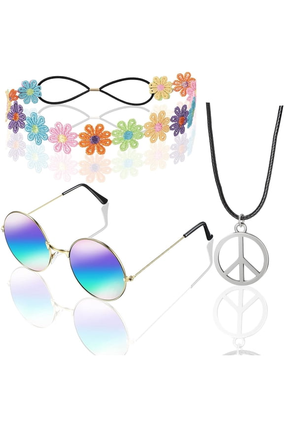 70s Hippie Accessories Peace Sign Necklace Headband