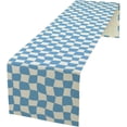 thumbnail image 1 of 70s Hippie Table Runner Groovy Blue Twisted Checkered Funky Modern Geometric Boho Dinner Runner for Living Room Kitchen Party Holiday Dinner Home Decor 13x108in, 1 of 6