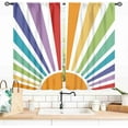 thumbnail image 1 of 70s Kitchen Curtains, Colorful Rainbow Boho Mid Century Abstract Sun Funky Retro Sunset Sunrise Vintage Window Drapery Treatments for Bedroom Living Room Bathroom 2 Panels, 27.5x36 Inch, 1 of 4