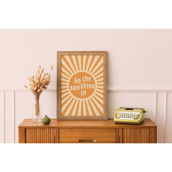 70s Let The Sunshine In Retro Boho Wall Art, Unframed Canvas 16x20in