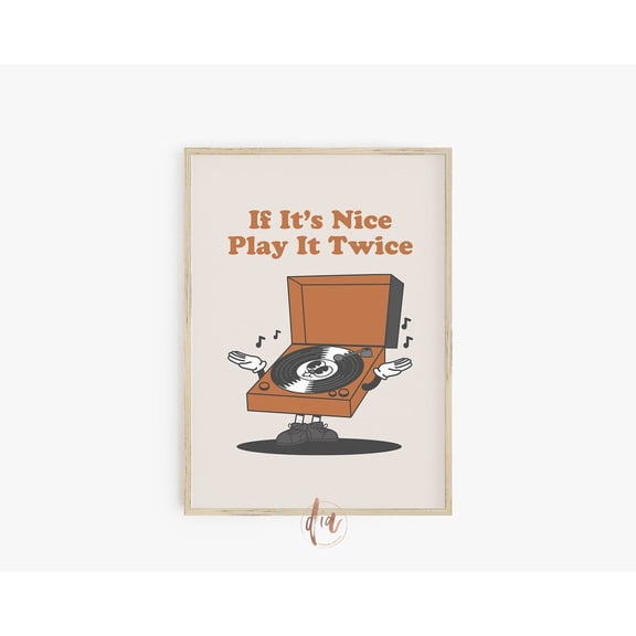 70s Music Quote Retro Music Poster Record Player Cartoon Groovy Wall Decoration Unframed Paper Print