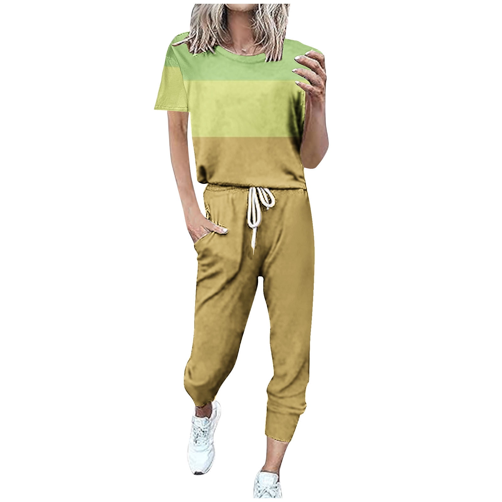 70s Outfits for Womens Casual Sets Workout Outfits Sports Clothes Short Sleeve Lounge Sets Women s Fashionable Loose Fitting Set Walmart