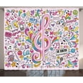 thumbnail image 1 of Ambesonne Pink Curtains 2 Panel Set, Music Clef Groovy Doodles, 108" x 108", Multicolor, 1 of 3