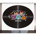 thumbnail image 1 of Ambesonne Vinyl Curtains 2 Panel Set, 70s Record Discography, 108" x 90", Multicolor, 1 of 3