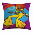 thumbnail image 1 of 70s Party Decorations Throw Pillow Cushion Cover, African American Woman Dancing at Disco Funky Fashion Smiling Face, Decorative Square Accent Pillow Case, 20 X 20 Inches, Multicolor, by Ambesonne, 1 of 2