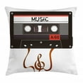 thumbnail image 1 of 70s Party Decorations Throw Pillow Cushion Cover, Broken Analogue Audio Cassette Music Playing Record Technology, Decorative Square Accent Pillow Case, 18 X 18 Inches, Black White Gold, by Ambesonne, 1 of 2