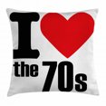 thumbnail image 1 of 70s Party Decorations Throw Pillow Cushion Cover, I Love The 70s Pictogram Party Card Inspired Retro Letters Heart, Decorative Square Accent Pillow Case, 18 X 18 Inches, Red Black White, by Ambesonne, 1 of 2