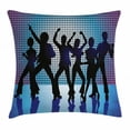 thumbnail image 1 of 70s Party Decorations Throw Pillow Cushion Cover, Silhouettes of Couples Dancing in Night Club Energetic Classic, Decorative Square Accent Pillow Case, 18 X 18 Inches, Aqua Black Purple, by Ambesonne, 1 of 2